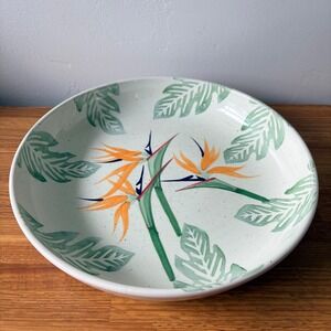 Botanica Serving Bowl 13" Bird of Paradise Handpainted Stonemite Tropical VTG